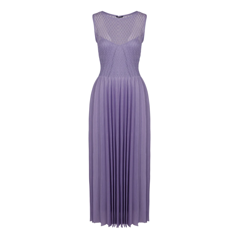 Antonino Valenti Geplooide zijde-mix gebreide jurk Purple Dames