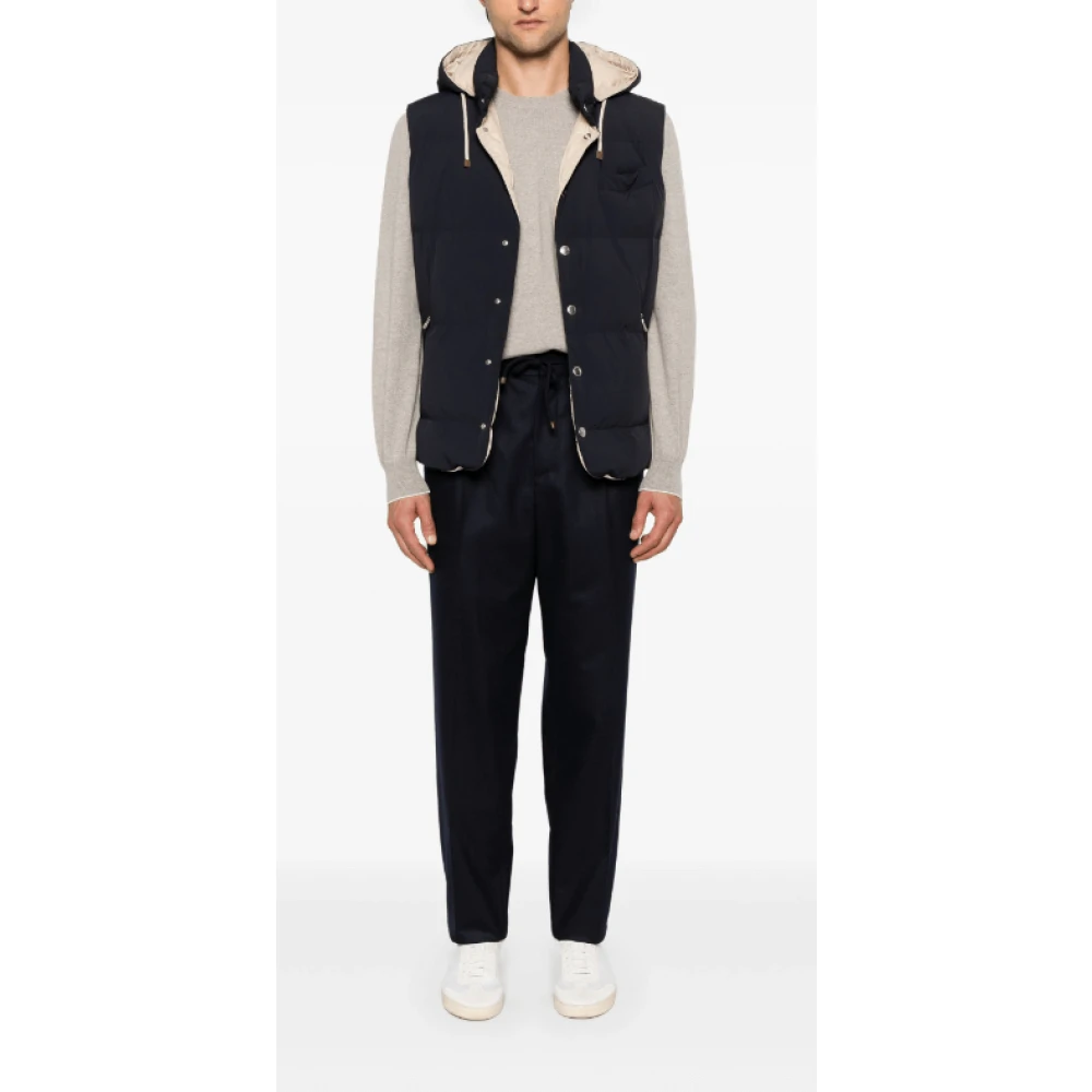 BRUNELLO CUCINELLI Marineblauwe Wollen Geplooide Broek Blue Heren