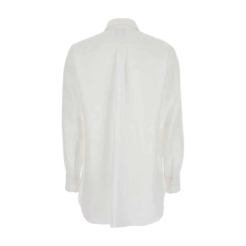 Plain Units Klassieke Witte Linnen Blouse Vrouw White Dames