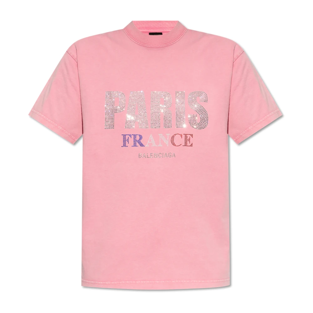 Balenciaga Women's Pink T-Shirts, S, T-Shirt With Logo