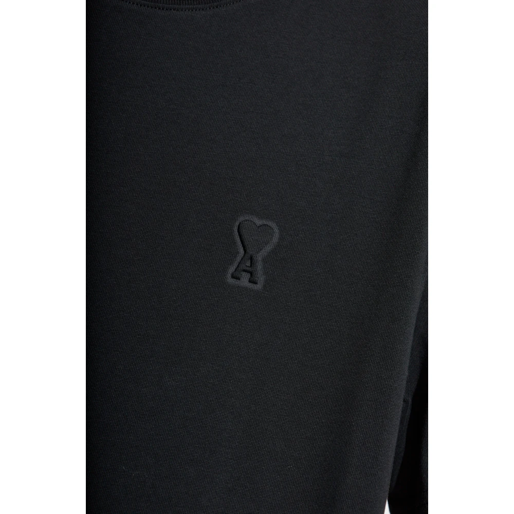 Ami Paris T-shirt met reliëflogo Black Heren