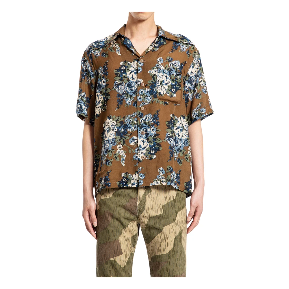 Kapital Zijde Rayon Aloha Kraag Shirt Brown Heren