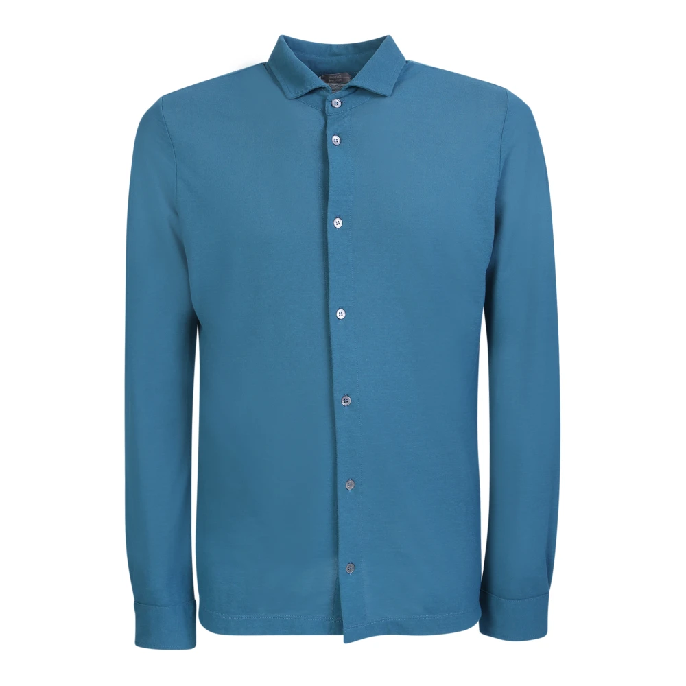Zanone Casual Shirts, Male, 3XL, Cotton Shirt Classic Style Blue