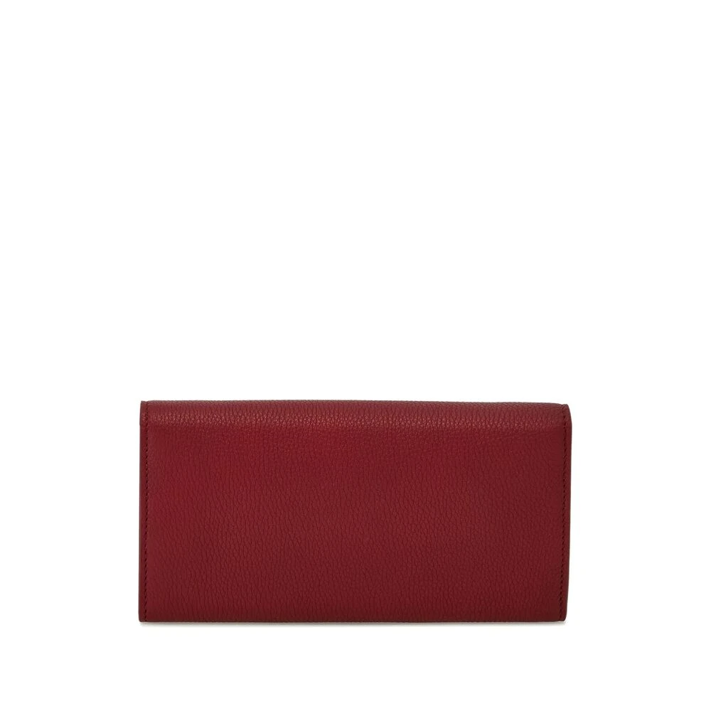 Salvatore Ferragamo Burgundy Foldover Chain Wallet Red Dames
