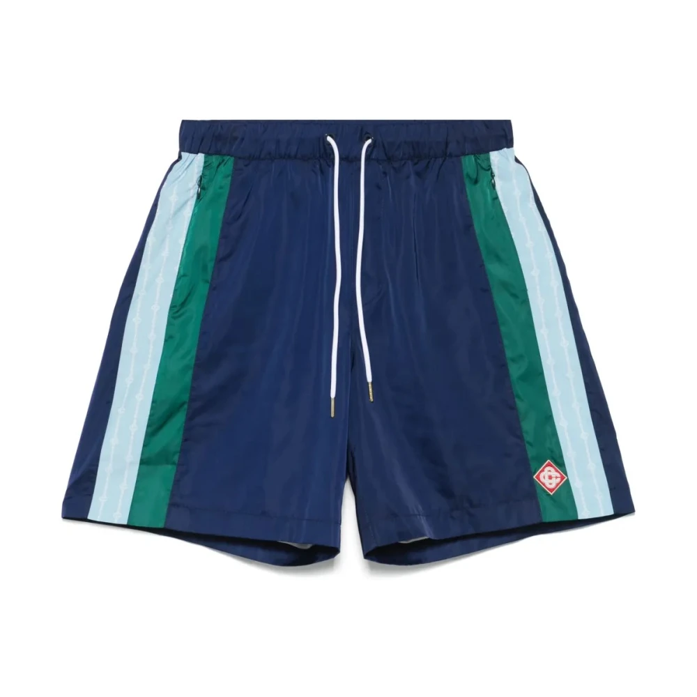 Casablanca Geplooide Nylon Blauwe Shorts Blue Heren