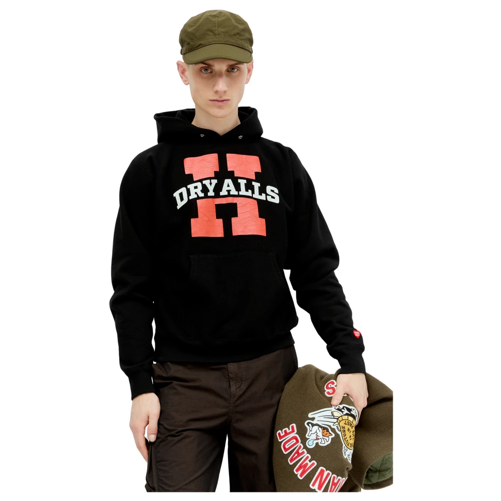 Human Made Hoodie met Distressed Tekstprint Black Heren