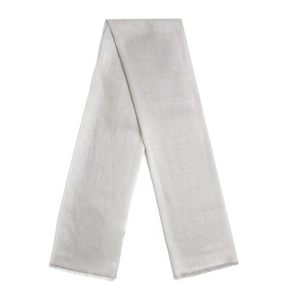 BRUNELLO CUCINELLI Grijze Lamé Gebreide Franje Sjaal Gray Dames
