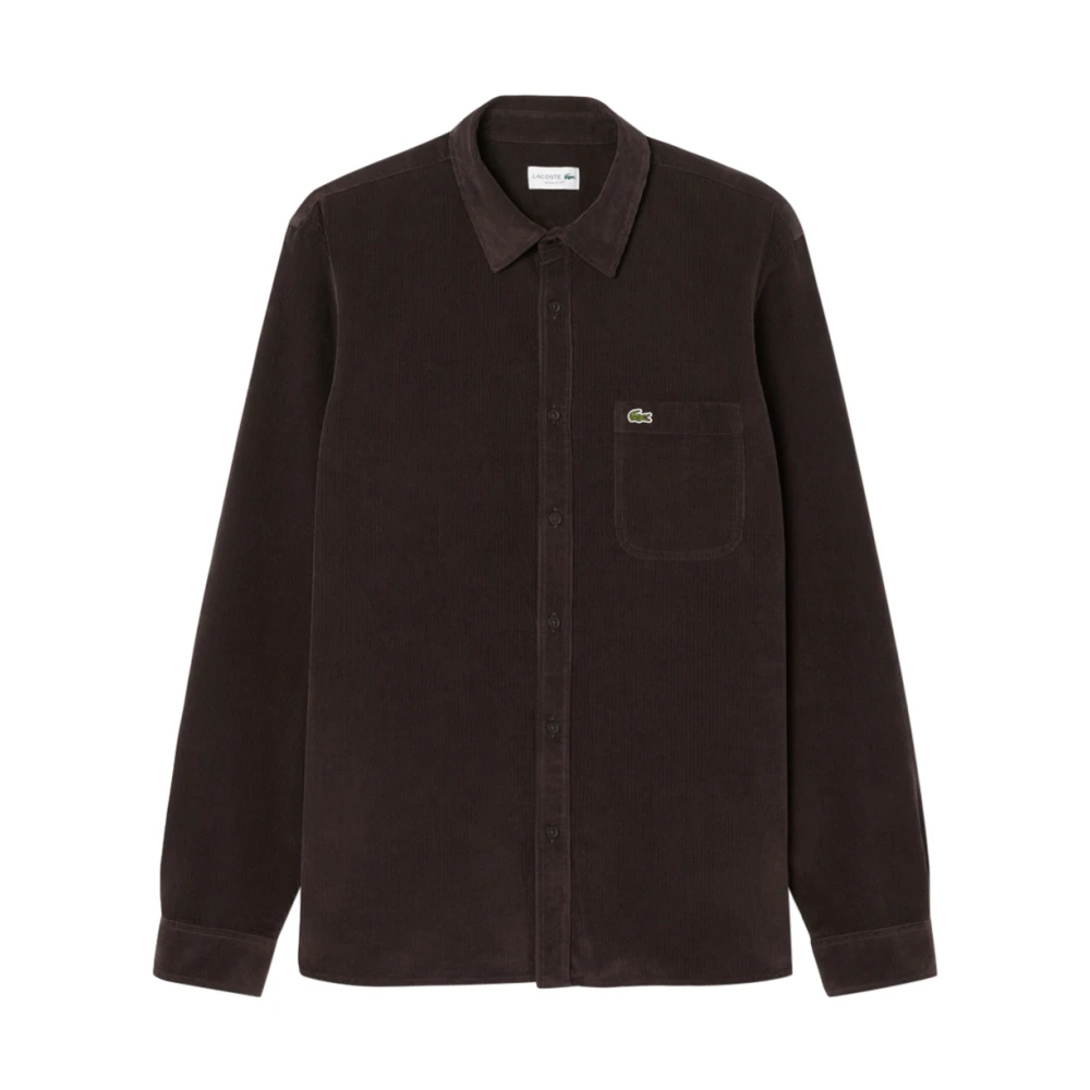 Lacoste Men's Brown Casual Shirts, S, Corduroy Casual Shirt