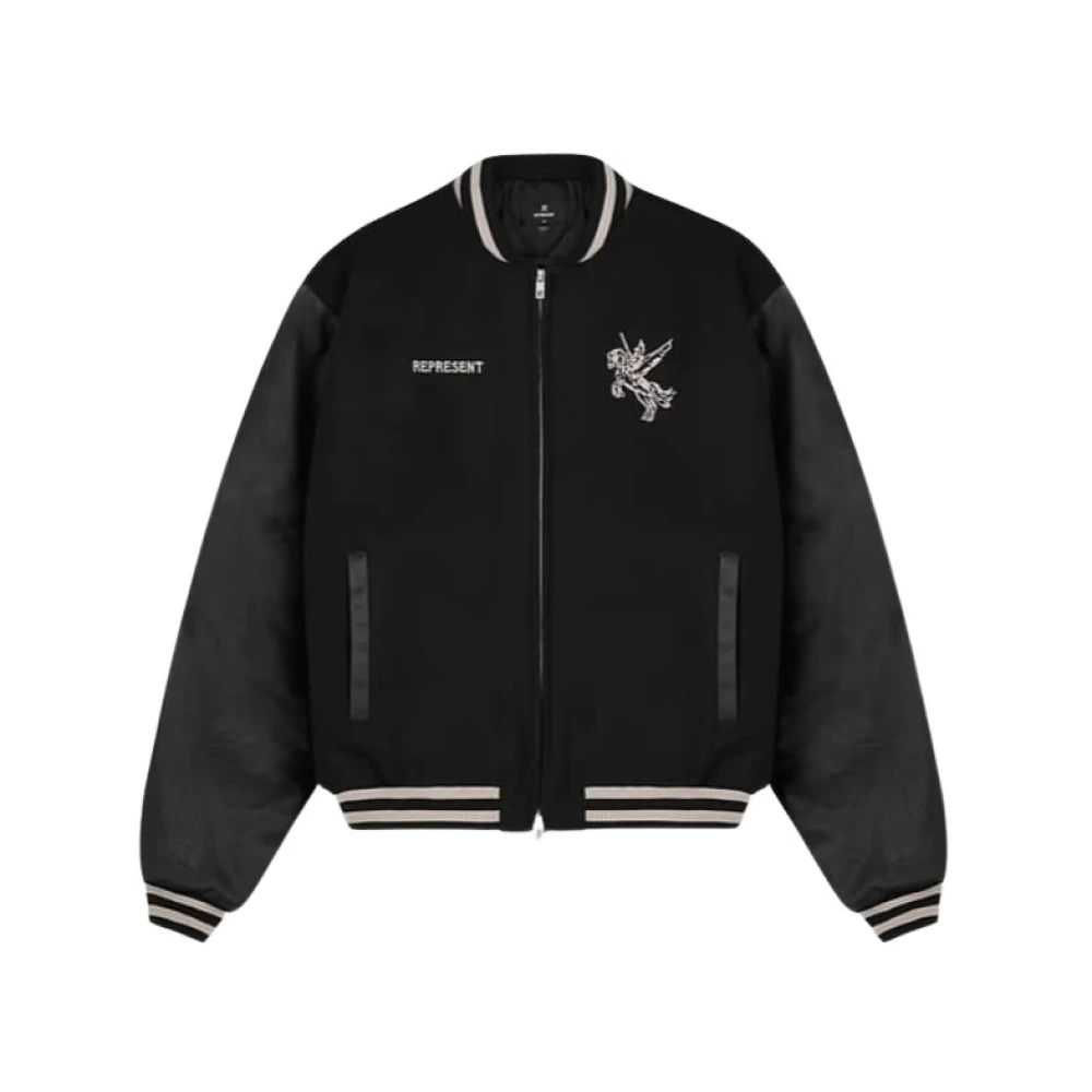 Represent College Mascot Varsity Jacket Black Heren