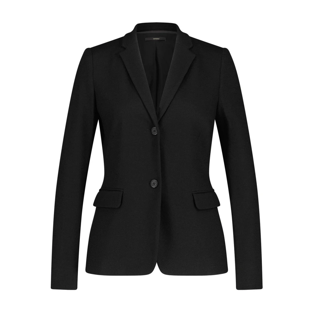 Windsor Wollen Blazer Getailleerde Silhouet Knoopsluiting Black Dames