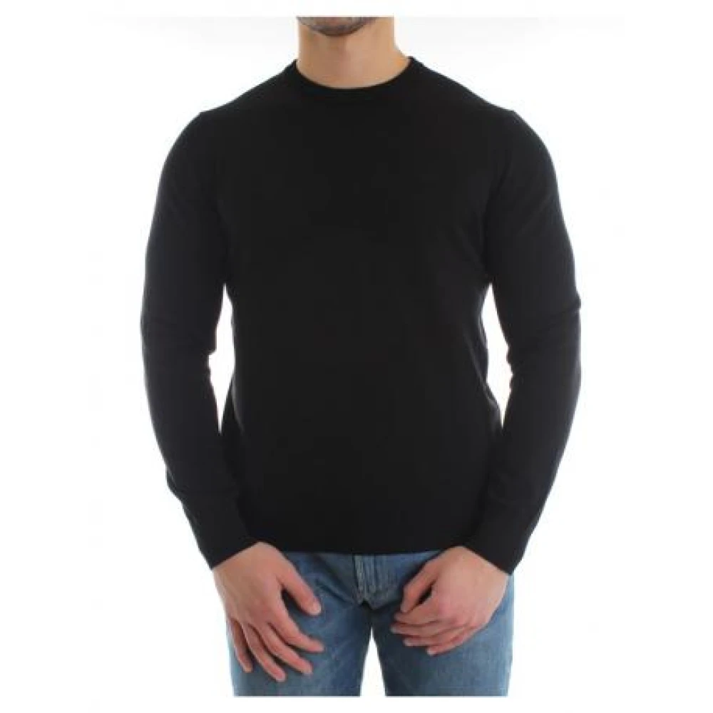 Emporio Armani Rundhalsad Stickad Tröja, Clic Essential Sweater Blue, Herr