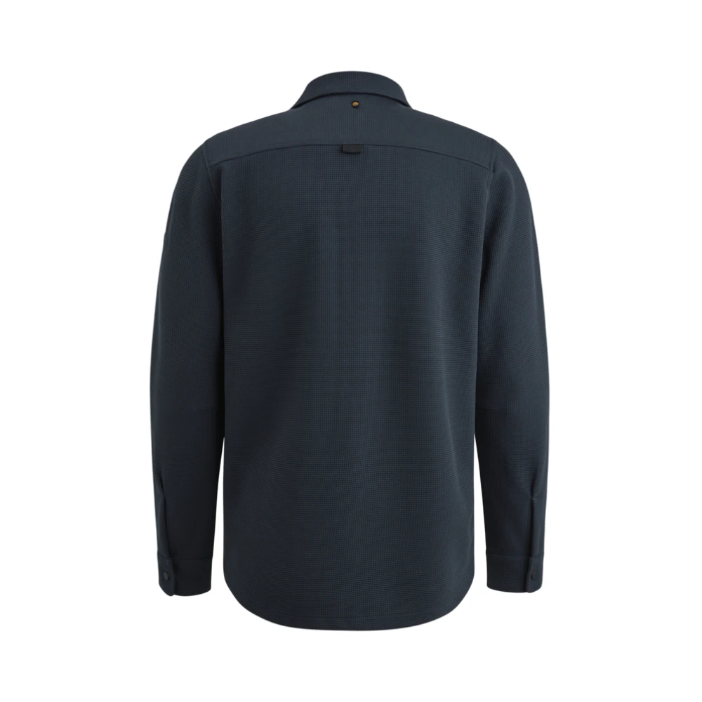 PME Legend Wafel Dubbelzijdig Jersey Overhemd Jas Blue Heren