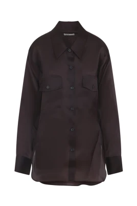 Röd Silke Topp Elegant Stil