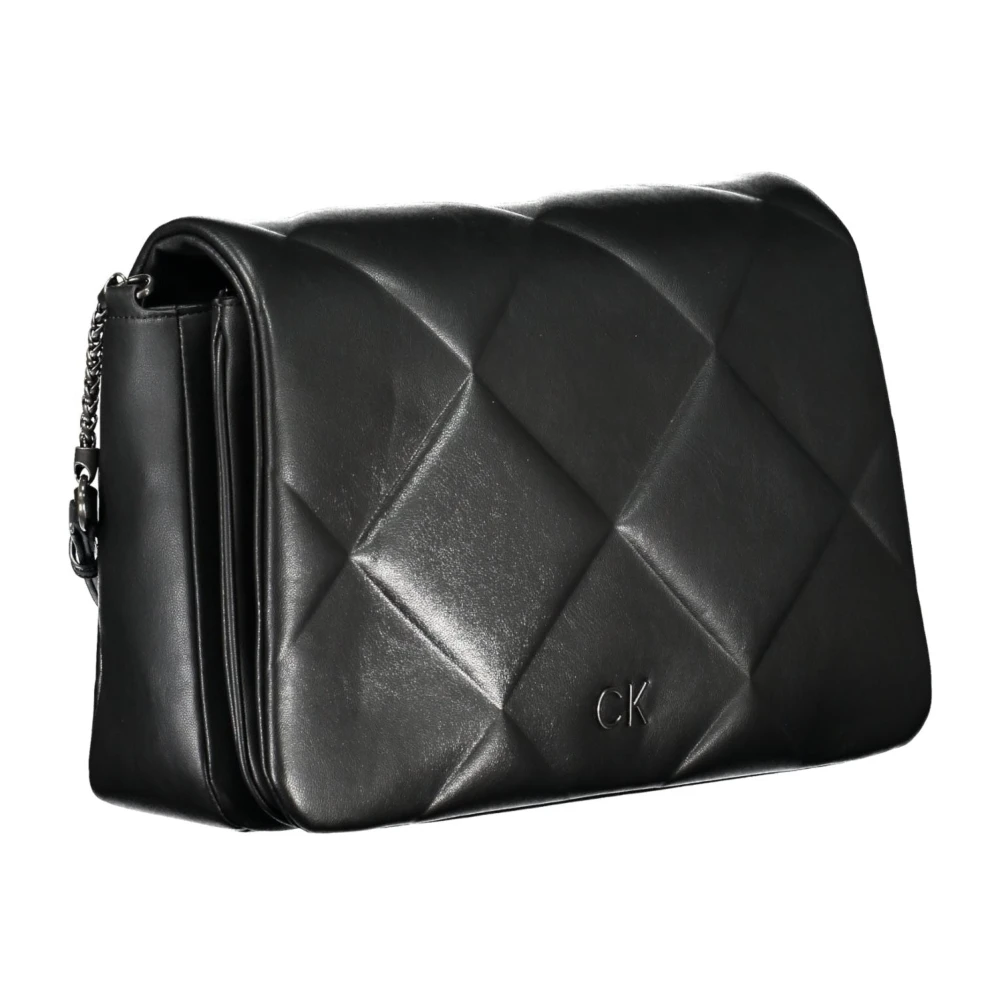 Calvin Klein Zwarte Schoudertas met Kettingband Black Dames