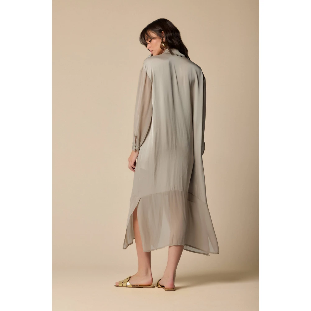 Kocca Lange Mouw Chemisier Jurk Gray Dames