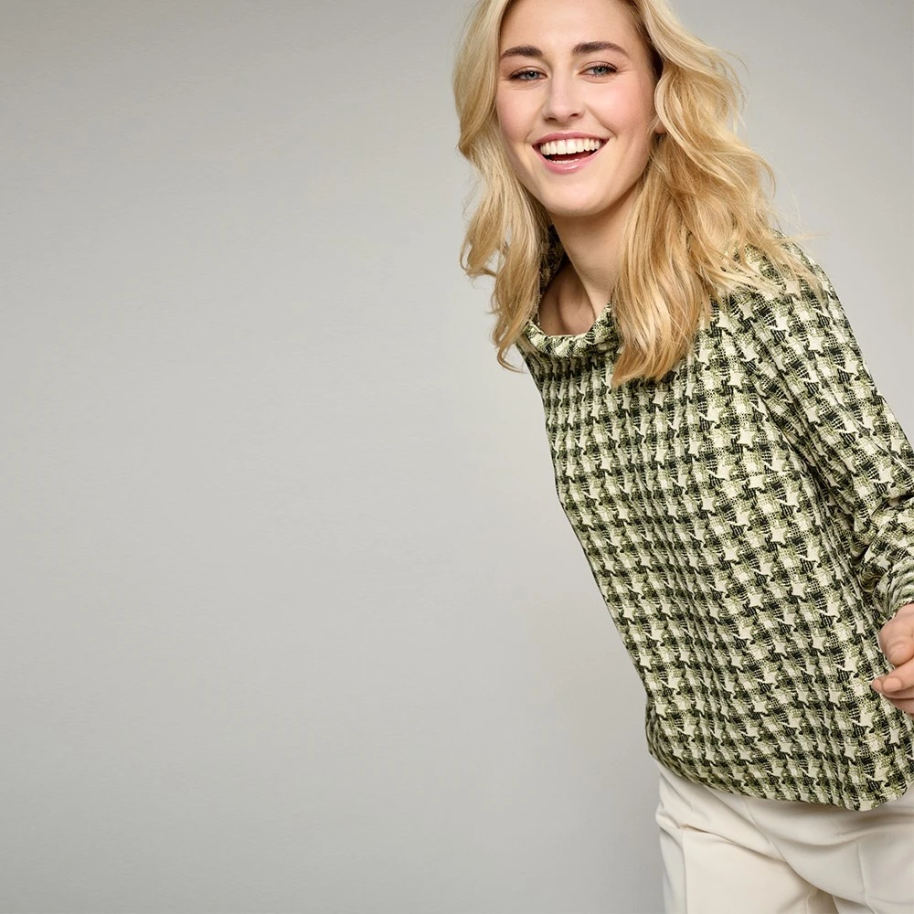 Marie Méro Groene Houndstooth Blouse Tuniek Green Dames