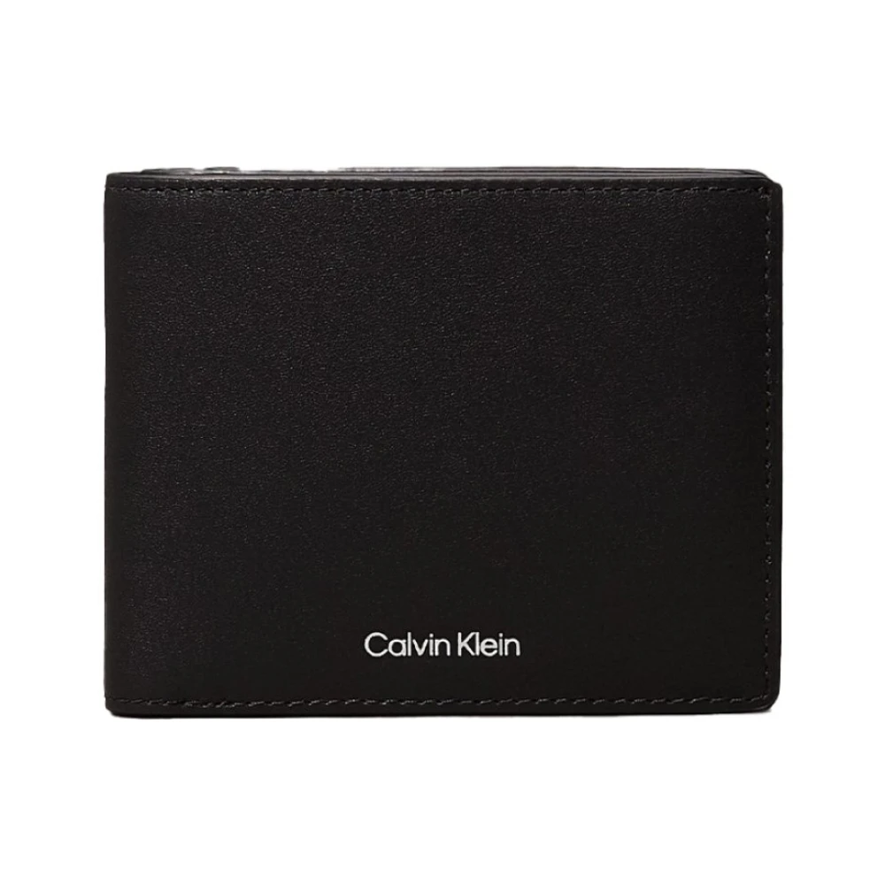 Calvin Klein Zwarte leren portemonnee Klassieke stijl Black Heren