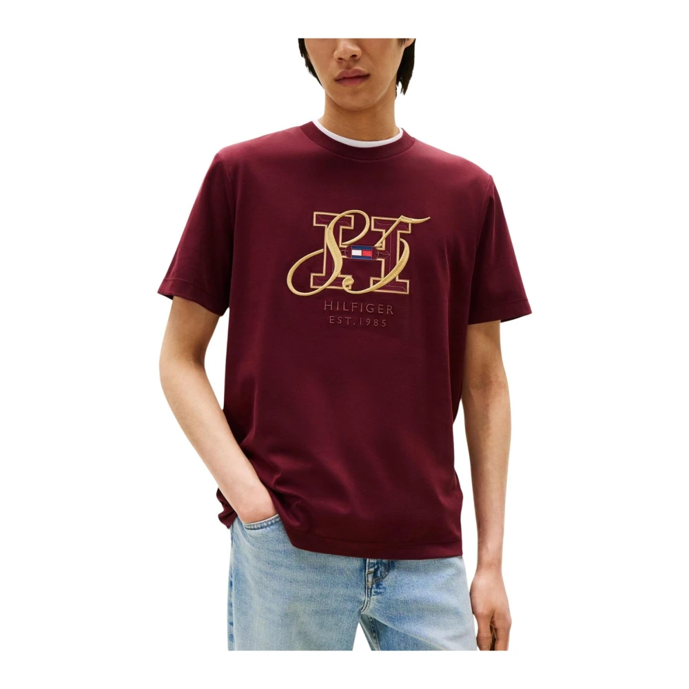 Tommy Hilfiger Men's Brown Printed Round Neck Short Sleeve T-Shirt - T-Shirts - S- Tops
