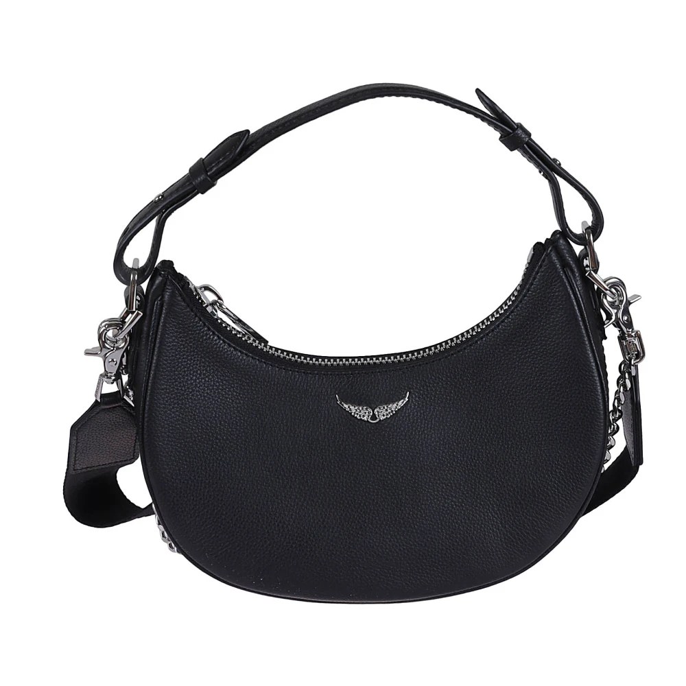 Zadig & Voltaire Zwarte leren Moonrock Grained tas Black Dames