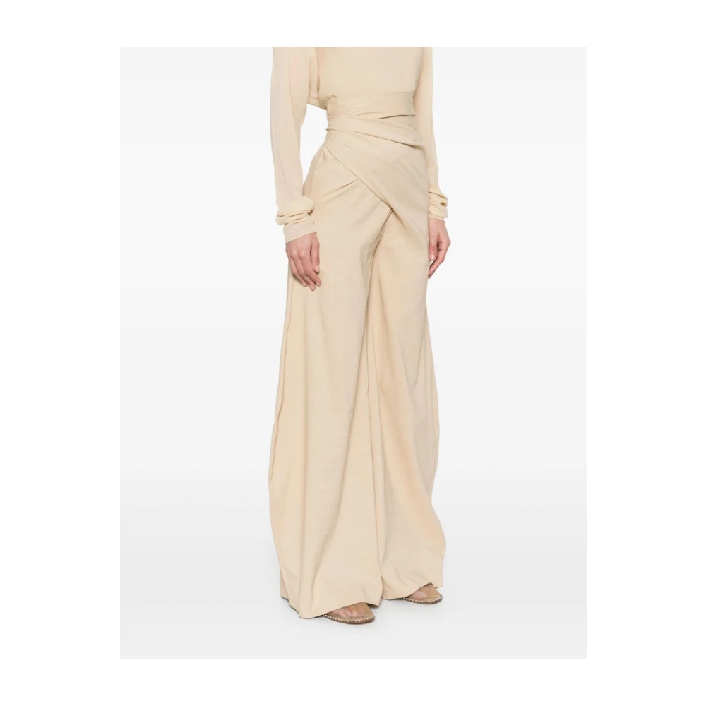 Cortana Beige Broek met Zijstrik Detail Beige Dames