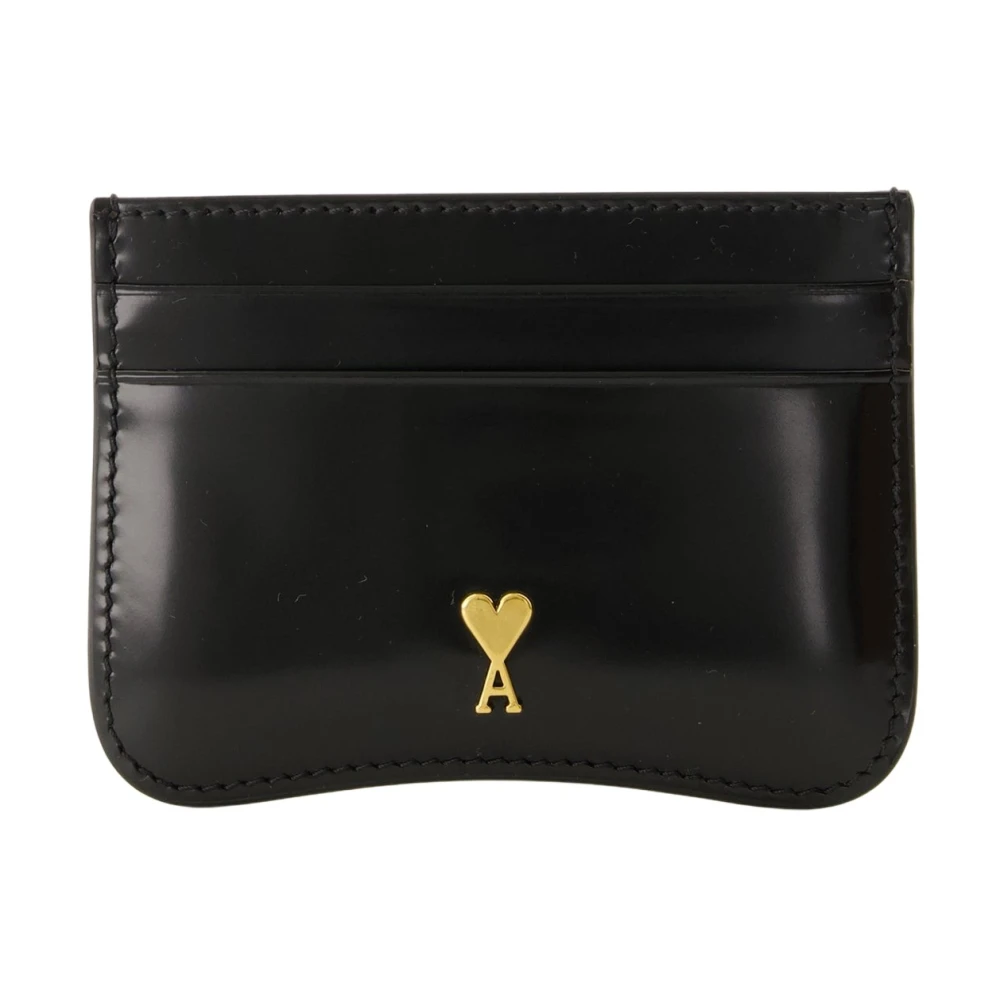 Ami Paris Unisex Svart Accessoarer One Size, Läder, Paris Paris Cardholder
