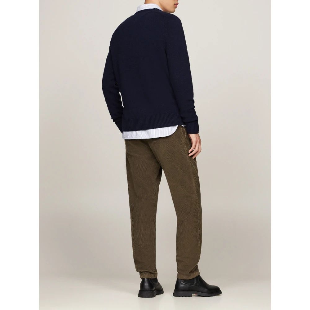 Tommy Hilfiger Blauwe Trui Lamswol Ronde Hals Stijl Blue Heren