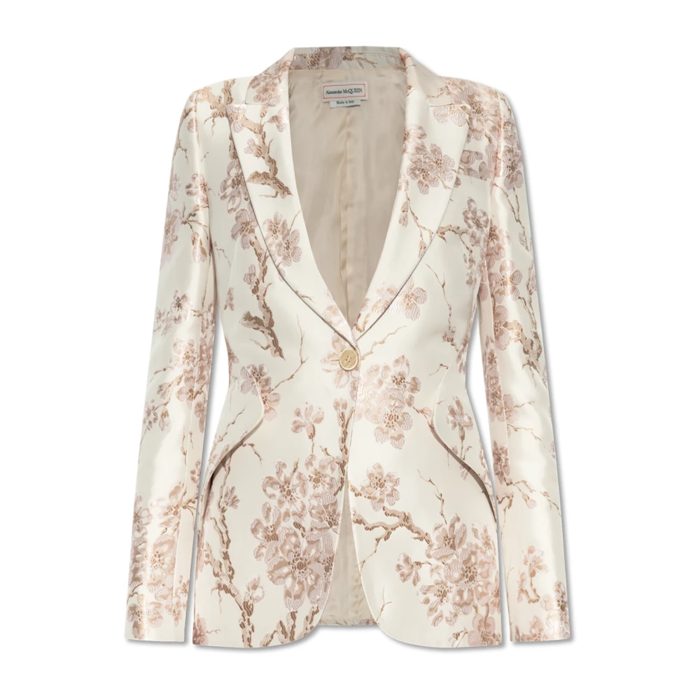 Alexander mcqueen Bloemenpatroon blazer Beige Dames