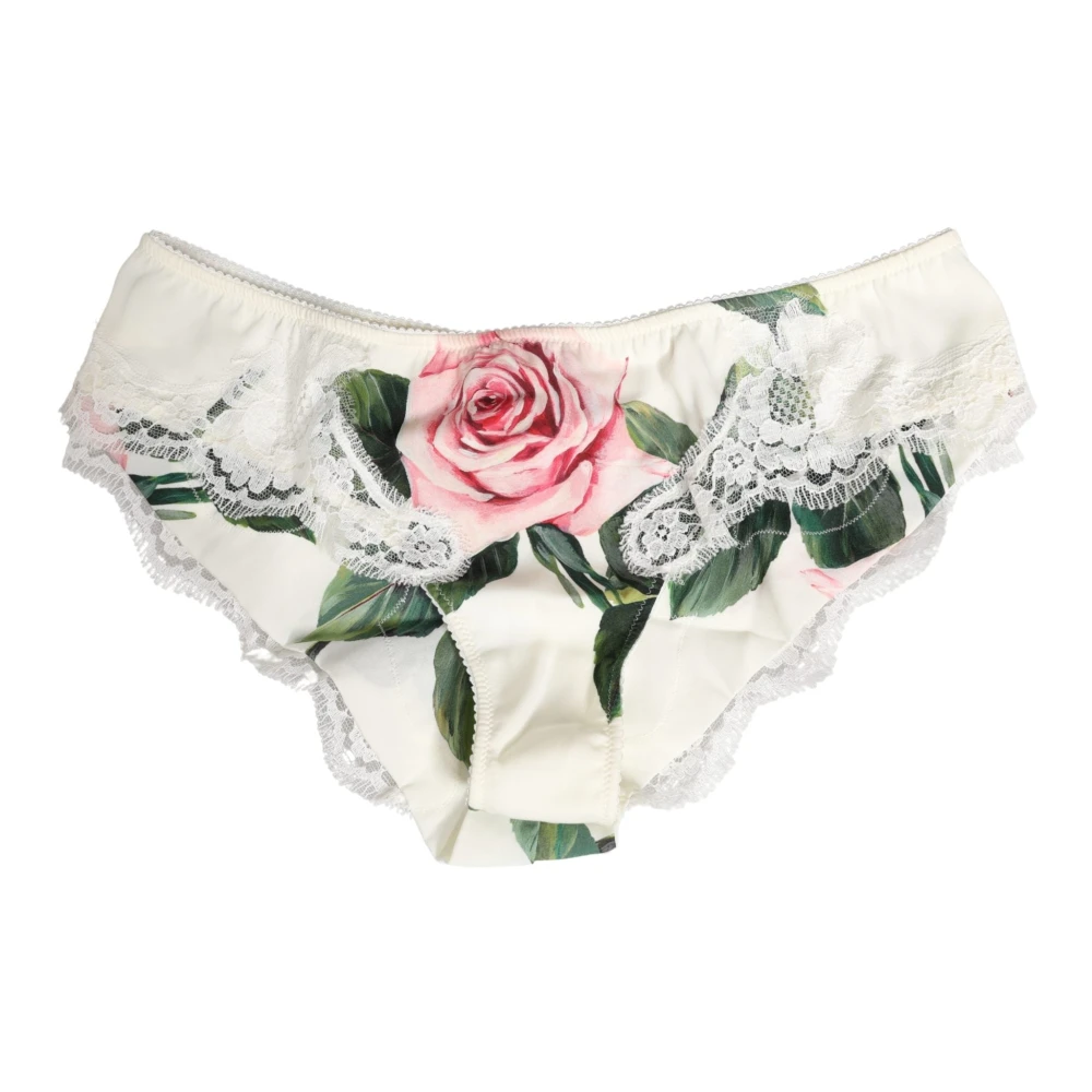 Dolce & Gabbana Women's Multicolor Underpants, L, Satin Briefs With Lace Detailing