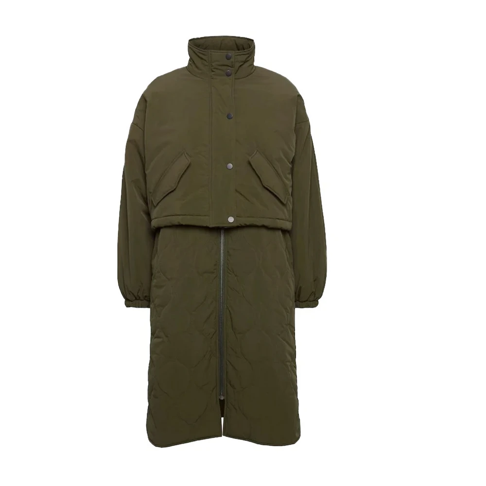 Ichi Women's Green Stylish Coat - Parkas - Xs - Coats