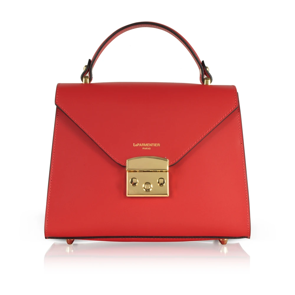 Le Parmentier Women's Red Peggy Leather Top Handle Satchel Bag