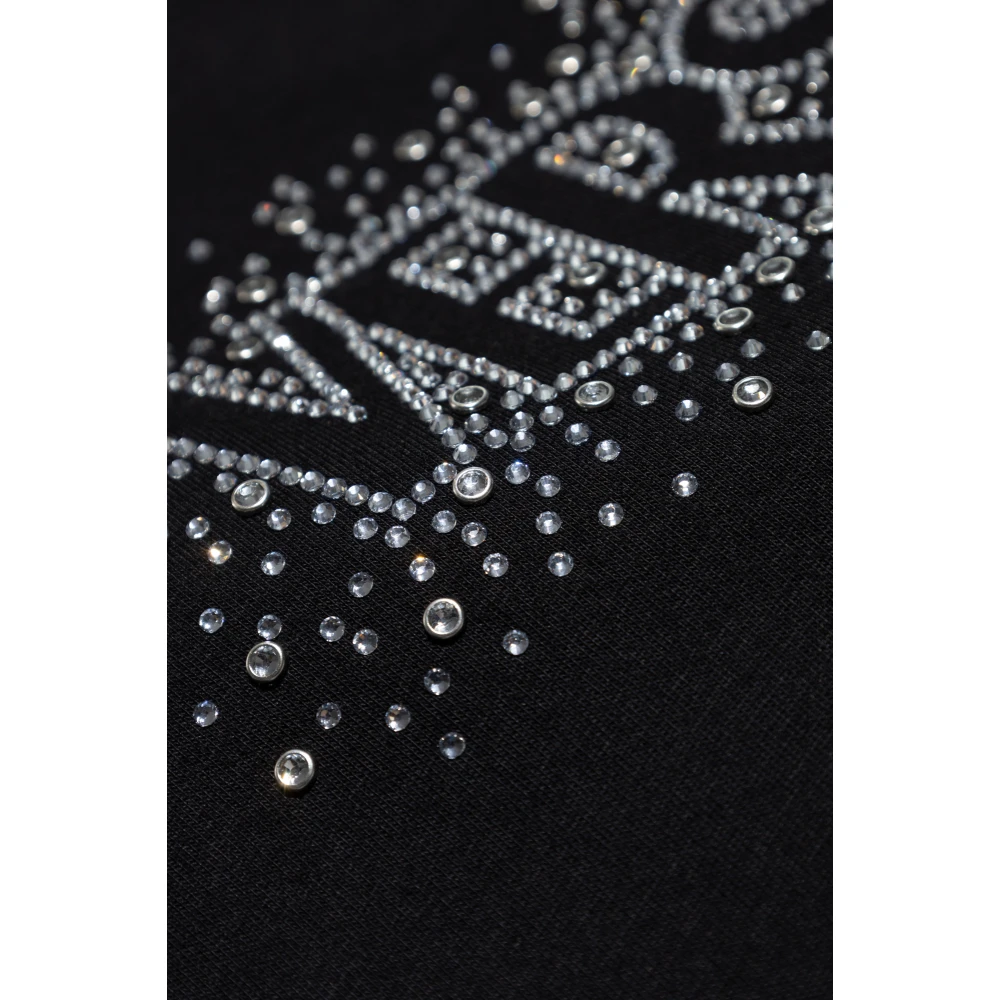 Versace T-shirt met glinsterende kristallen Black Dames