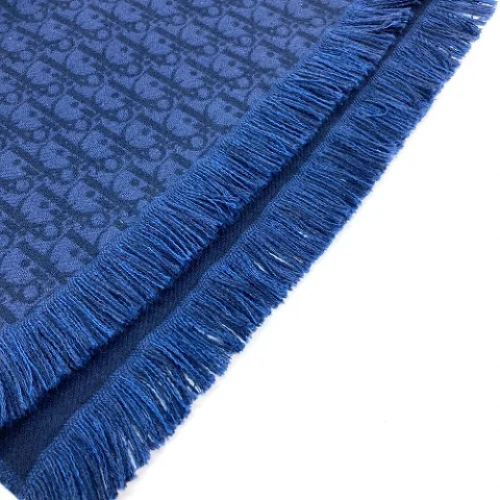 Dior Vintage Pre-owned Wool scarves Blue Dames