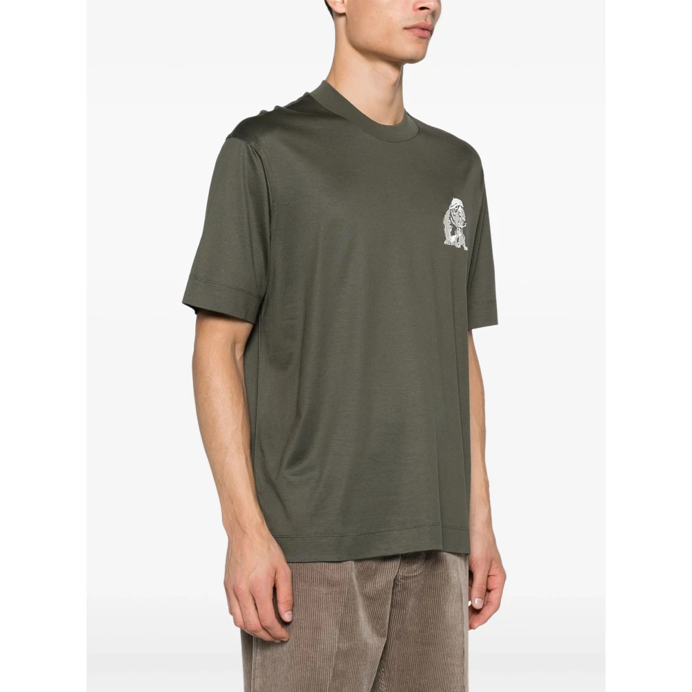 Emporio Armani Lyocell Katoenen T-shirt Green Heren