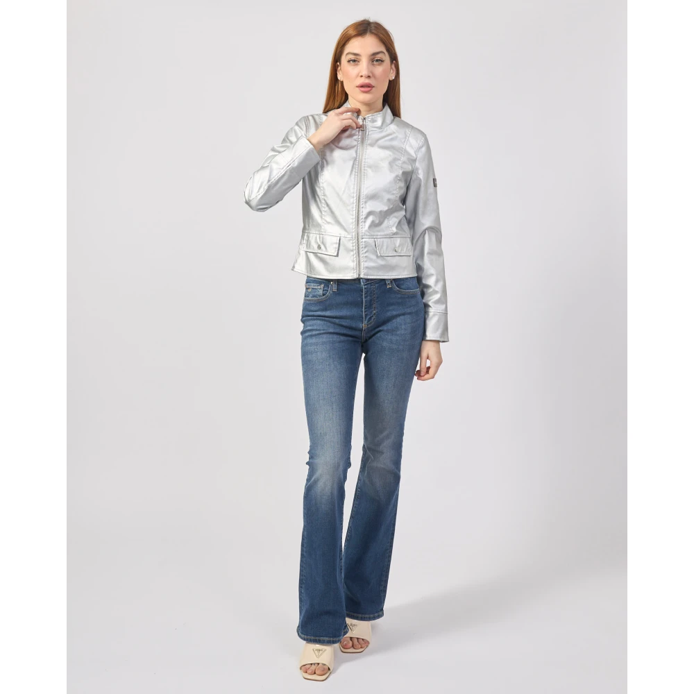 YES ZEE Gouden Kort Jack met Logo Gray Dames