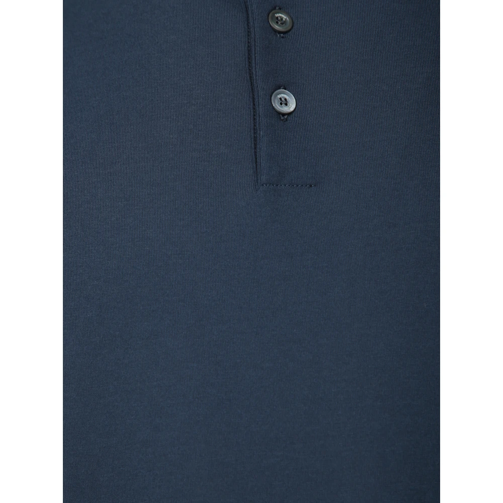 Zanone Blauwe Crepe Polo Shirt Klassiek Ontwerp Blue Heren