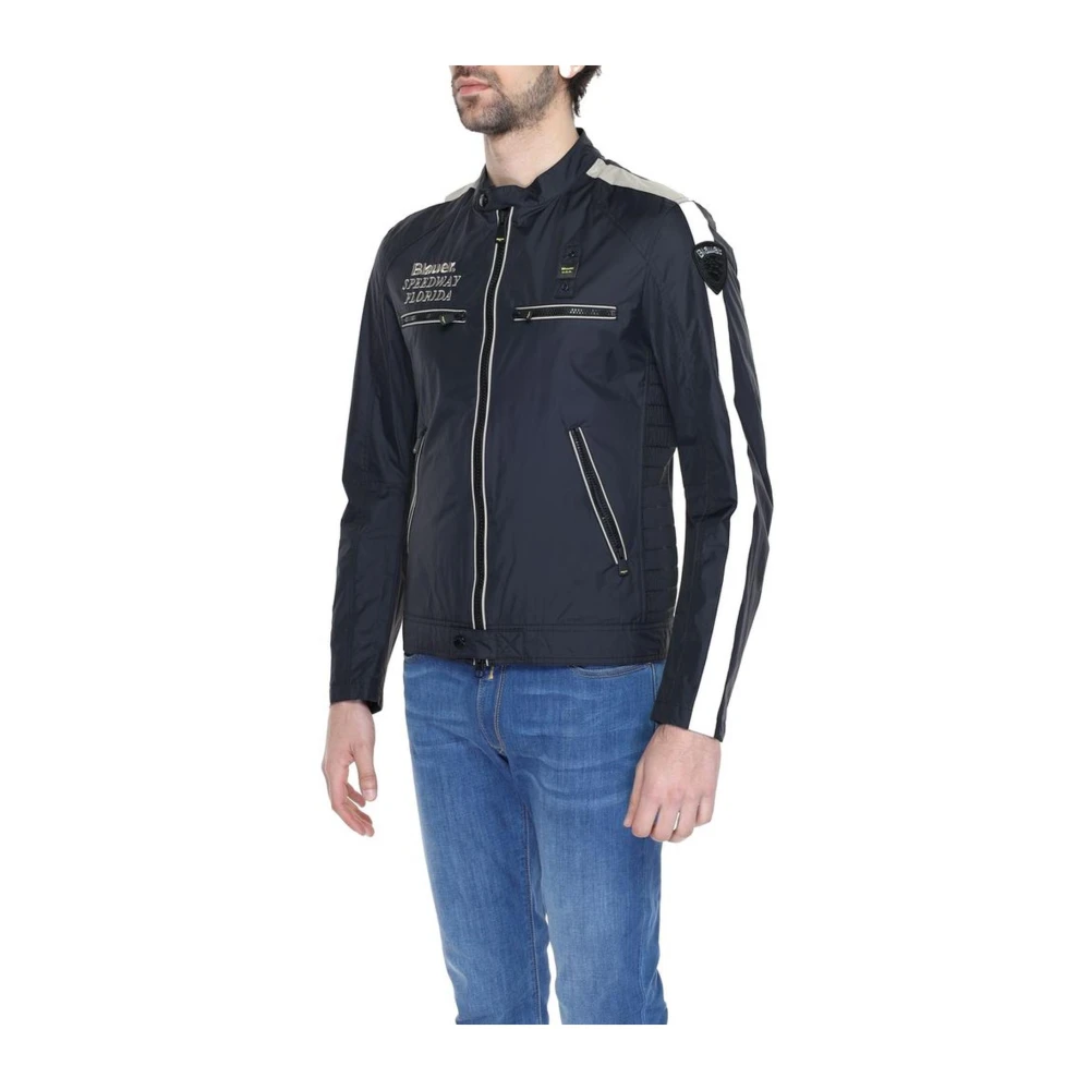 Blauer Zwarte Casual Jas Lente Zomer Collectie Black Heren