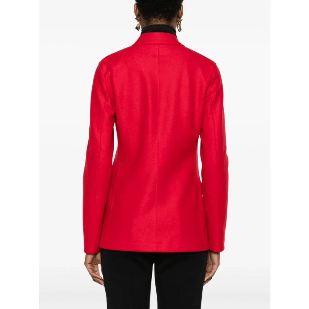 Harris Wharf London Rode Double-Breasted Fleece Jas Red Dames