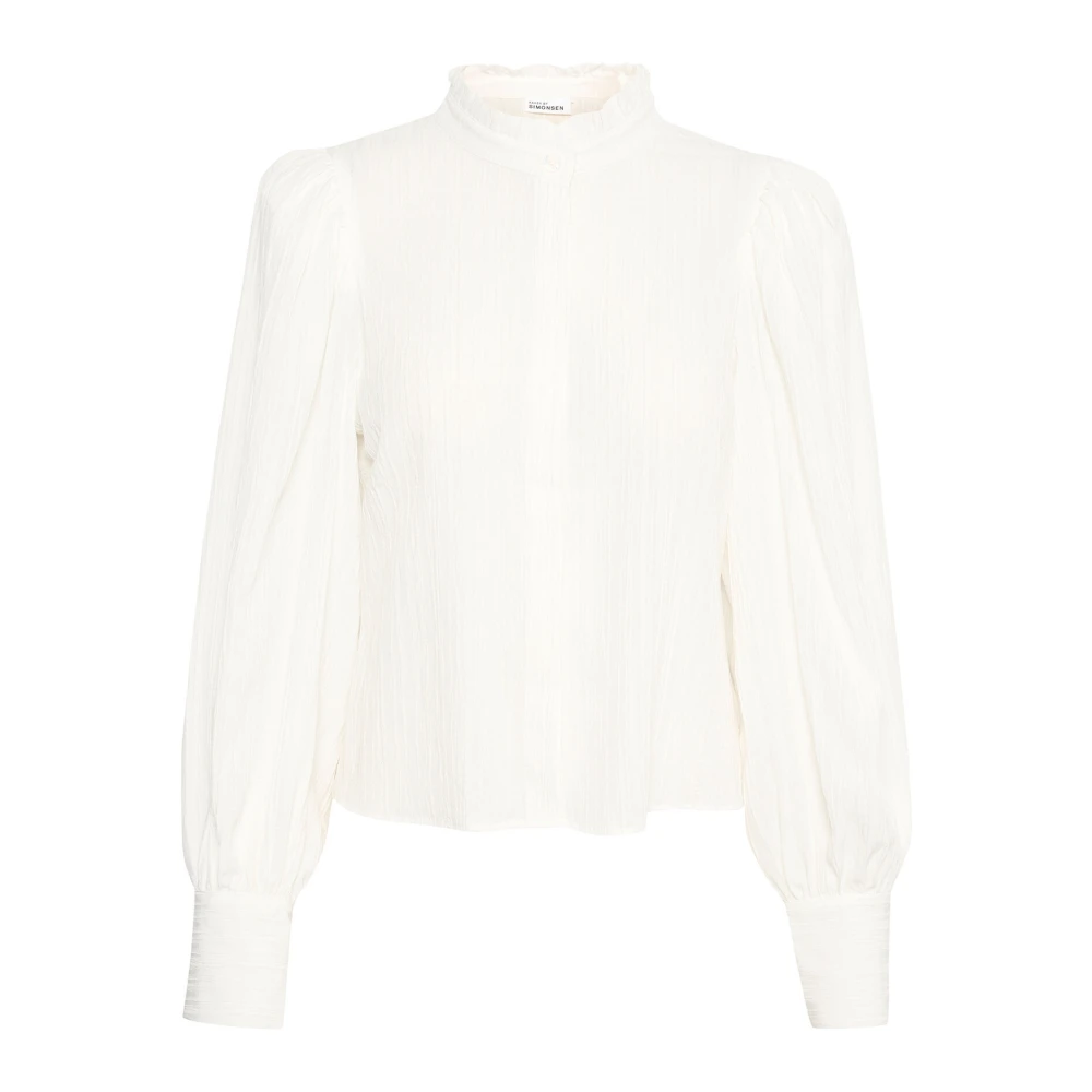 Frill Shirt Bright White Feminine Blouse