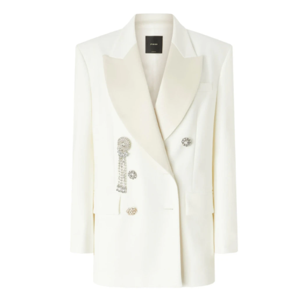 Pinko Witte Jas met Appliqué Details White Dames