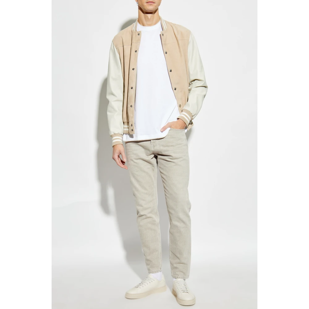 Eleventy Leren jack in bomberstijl Beige Heren