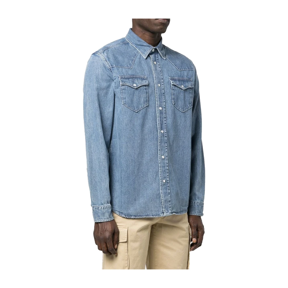 Woolrich Casual Herenoverhemden Blue Heren