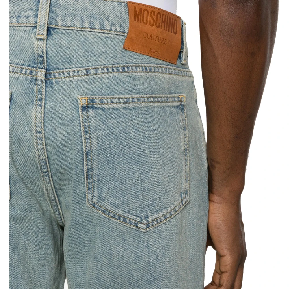 Moschino Lichtblauwe Straight Leg Denim Jeans Blue Heren