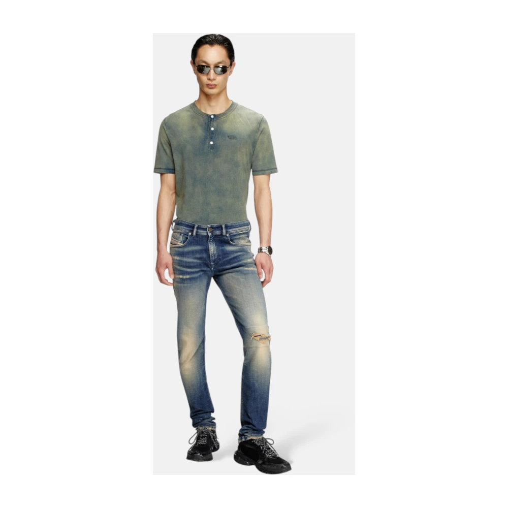 Diesel Skinny-Fit Jeans Donkerblauw Distressed Blue Heren