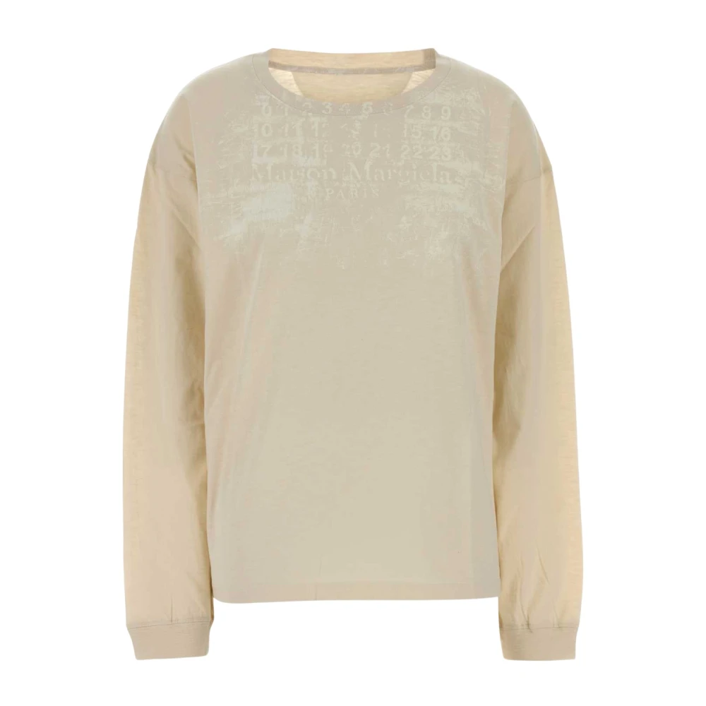 Maison Margiela Women's Beige Cotton T-Shirt - Long Sleeve T-Shirts - Xl - Tops