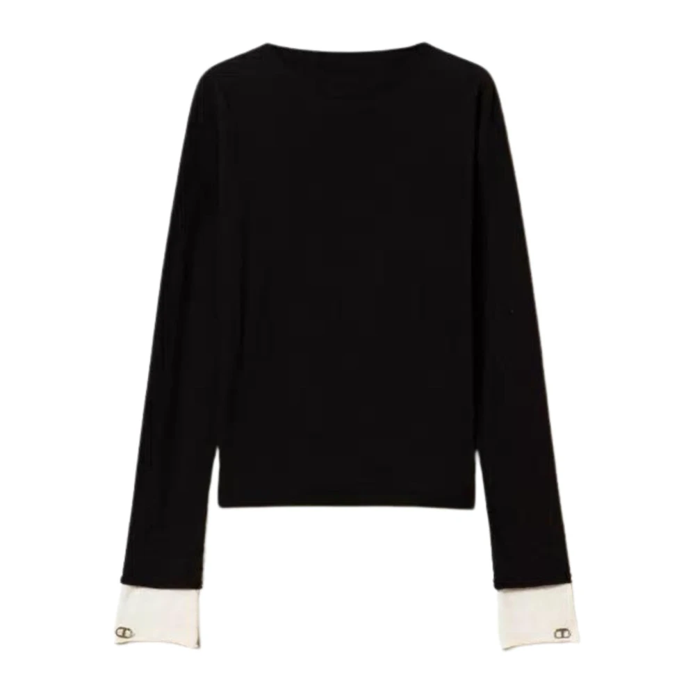 Twinset Zwarte Sweaters met Dubbele Manchet Black Dames