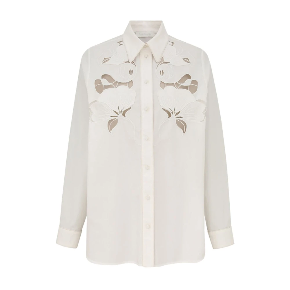 Zimmermann Women's Beige Shirts, M, Daylight Embroidered Shirt