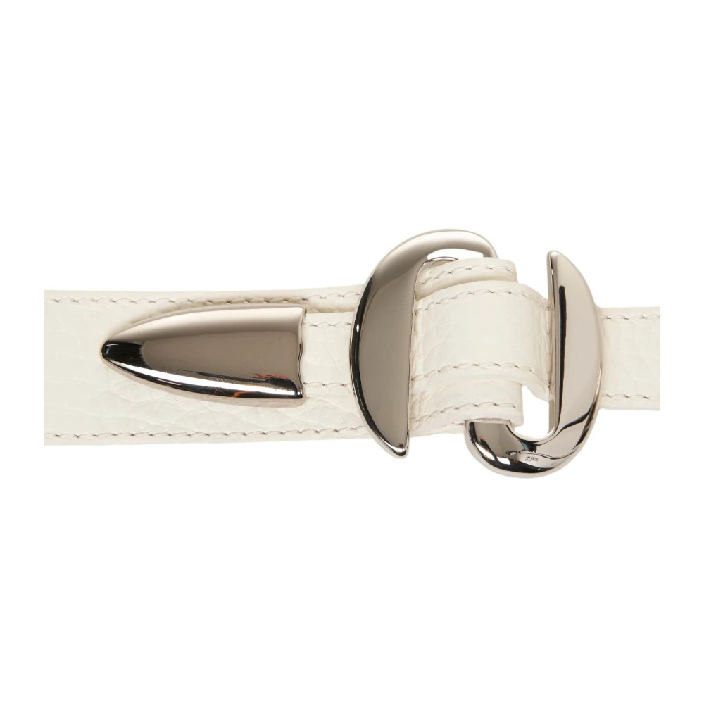 Orciani Witte Leren Riem Elegante Zilveren Accenten White Dames