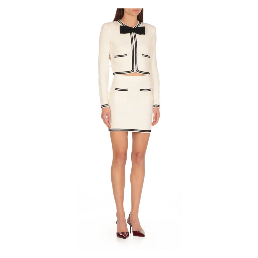 Self Portrait Ivoor Katoenen Vest met Pin Details Beige Dames