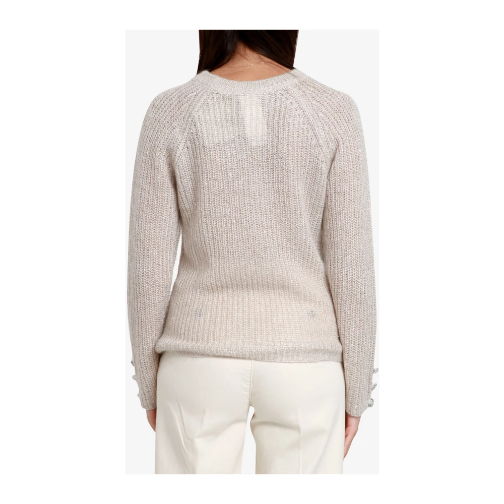 Pennyblack Mohair Blend Sweater met Micro Sequins Beige Dames