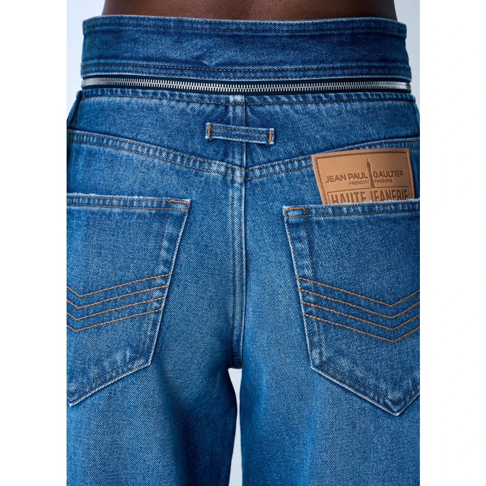 Jean Paul Gaultier Zip-Belt Denim Jeans Blue Dames